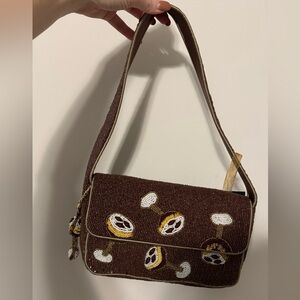 Brown Espresso Martini Beaded Shoulder Bag